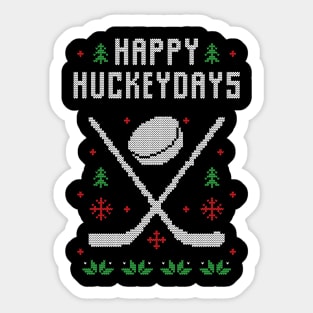 Happy Hockeydays Funny Ugly Christmas Sweater Sticker